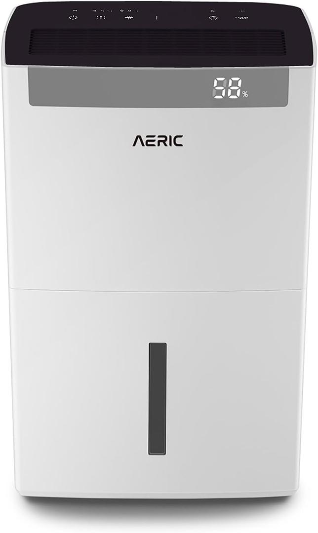 Aeric 50-Pint Portable Dehumidifier for Home, Moisture Absorber For Basement, Garage, Living Room, and Extra Large Rooms up to 4,500 Sq.Ft., Energy Star Dehumidifier with Auto-Shutoff & Timer in White