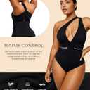 SHAPELLX Women's One Piece Swimsuit Tummy Control Ruched Full Coverage Bathing Suit V Neck Slimming Swimwear (S)