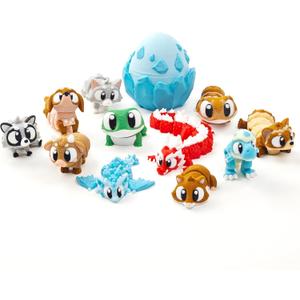 3D Printed Animal Figurines Set, Articulated Animal Figurines,Fidget Toys, Flexible Desk Decor, Party Favor, Gifts for Girls and Boys, Office Desk Pets, School Gifts (Classic-09)