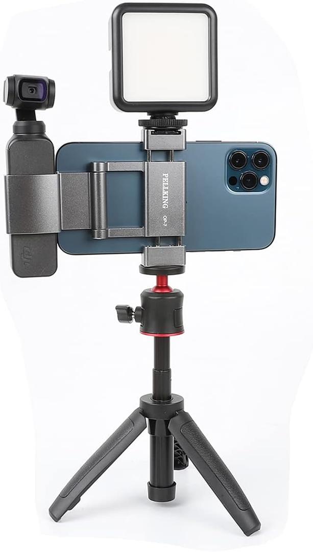 PellKing Osmo Pocket/Osmo Pocket 2 Phone Holder Set Expansion Accessories + Universal mini Extension Pole Tripod Compatible with DJI OSMO Pocket 2/ DJI OSMO Pocket and Smartphone