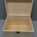 10x7x7-Inch Unfinished Wooden Box with Hinged Lid & Front Clasp for DIY Art Project Crafts Woodcraft Keepsake - Easy to Stain Paint Wood Burning