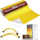 Heat Shield Automotive Aluminum Reflects 95% of Radiant Heat, 12" x 12" Stove Heat Shield Wrap to Protect Refrigerator, Exhaust, Motorcycle, Wood Stove, Cabinet, Fireplace (Gold)