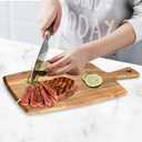 Acacia Wood Cutting Board with Handle Large Charcuterie Boards Wooden Chopping Board Decorative Big Cutting Boards for Kitchen Meat Teak Bread Cheese Board Platter Butcher Block Food Serving Tray, 17" X 10"