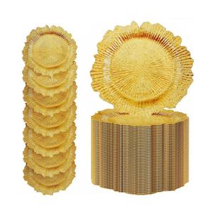 Gold Charger Plates Bulk 10Pcs, 13" Gold Reef Chargers for Dinner