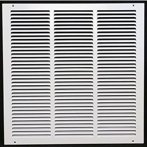 HVAC Premium 32'' x 12'' [Duct Opening] Flat Stamped Steel Return Air Grille - Sidewall and Ceiling - HVAC Vent Duct Cover - White [Overall Size: 33.75''w X 13.75''h]