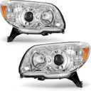 Headlight Compatible with Toyota 2006 2007 2008 2009 Chrome Housing Amber Reflector,4th gen 4runner Projector Headlamp Left and Right Replacement Pair