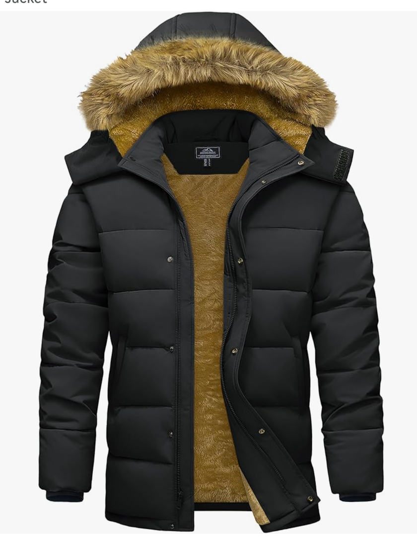 MAGCOMSEN Men's Winter Jacket Water Repellent Windproof Warm Thicken Fleece Lined Coat Warm Thicken Winter Parka Jacket XL