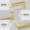 goldenwarm Pack of 2 Gold Dresser Pulls Modern Kitchen Cabinet Handles 96mm Hole Centers - LSJ12GD96 Square Handles Bedroom Closet Pull Handles Furniture Door Hardware