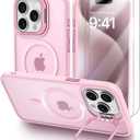 Mitywah iPhone 16 Pro Max Case with Stand, Strong-Magnetic Cover Fit for Magsafe, Military Grade Drop Protective Case, Slim Matte Translucent Kickstand Phone Cover, Pink