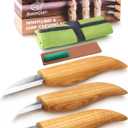 BeaverCraft Wood Carving Knife Kit S15 Whittling Kit for Beginners, Kids - Wood Carving Tools Set with Detail Chip Knife Sloyd Whittling Knives & Leather Strop, Polishing Compound and Tutorials
