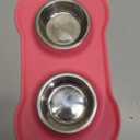 AsFrost Dog Food Bowls Stainless Steel Pet Bowls & Dog Water Bowls with No-Spill and Non-Skid, Feeder Bowls with Dog Bowl Mat for Dogs Cats and Pets-Pink, 24 0z in Total