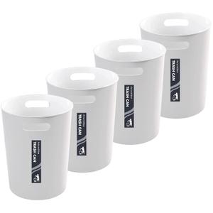 4 Pack Small Trash Can for Bathroom - 3 Gallon/12-Liter Wastebasket, Round Plastic Garbage Container Bin for Bedroom Office White.