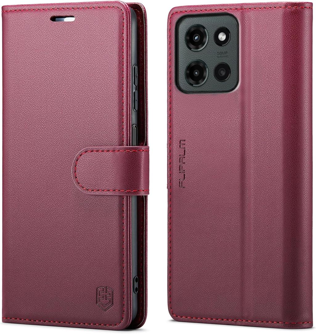 Wallet Case for Moto G 5G 2025, RFID Blocking Credit Card Holder, PU Leather Folio Flip Kickstand Protective Shockproof Cover for Motorola Moto G 5G 2025 (Red)