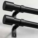 IFELS 2 Pack Heavy Duty Curtain Rods for Windows 48 to 84 Inch, 1 Inch Black Curtain Rods Set of 2 Pack for Outdoor, Farmhouse, Bedroom, Adjustable Easy Install Drapery Rod (A2,Black,30"-90"-2Pack)
