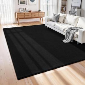 ISEAU 4x6 Rug for Bedroom, Soft Memory Foam Carpet with Upgraded Non-Slip Silicone-Grip Bottom, Fluffy Shaggy Machine Washable Rugs for Living Room Kids Boys Girls Dorm Nursery Office Playroom, Black