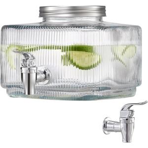 VEVOR Beverage Dispenser, 0.8 Gallon Drink Dispensers for Parties, Glass Juice Dispenser with No-Drip Spigot and Lid, Iced Tea Lemonade Juice Water Dispensers for Restaurants, Hotels, Parties