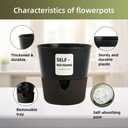 Flower and Plant Pot, Self Watering Plastic Plants Planter with Drainage Holes and Saucers, Modern Outdoor Indoor Decorative Flower Pot for Plants, Flowers, Herbs, Succulents (Grey, 6.5 inch)