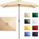 Ayge 6.5x10FT Rectangular Patio Umbrella Outdoor Table Umbrella w/Push Button Tilt & Crank Rectangle Market Umbrella UV Protection for Garden,Deck,Lawn,Yard & Pool,Beige