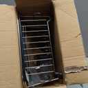 Apartment RV Small Dish Drainer Drying Rack Over The Sink In Stainless Steel for Narrow Kitchen, Counter Space Saving Compact Expandable Metal Plate Dryer Strainer, Modern Above Wire Drain Holder (Silver)