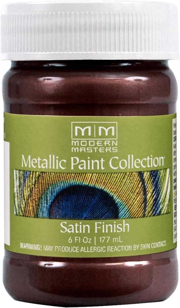 6 oz Modern Masters ME704 Black Cherry Metallic Paint Collection, Satin Water-Based Decorative Metallic Paint