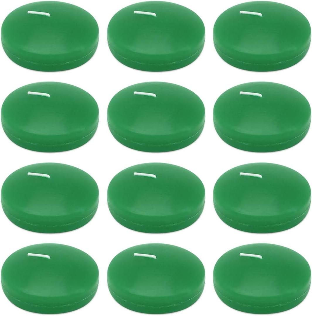 Set of 12 3 Inch Green Floating Candles Large Unscented Dripless Water Wax Floating Candles for Vases, Centerpieces at Wedding, Party, Pool, Holiday, St. Patrick's Day - 10 Hour Burning