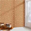 HAOKHOME Peel and Stick Wallpaper Boho Modern Dots Wall Paper Removable for Bathroom Caramel/White Contact Paper 17.3in x 32.8ft