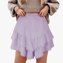 GOOBGS Flowy Shorts for Women High Waisted Lace Skort Trim Trendy Crochet Skirt Tennis Crochet Short, size M