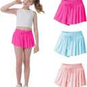 Flowy Shorts for Girls Butterfly Shorts for Kids Teens Preppy Tennis Running Athletic Shorts with Liner (8, Red+blue+pink)