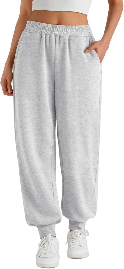 Trendy Queen Womens Sweatpants Baggy Athletic Joggers with Pockets Lounge Pants (Small, Grey)