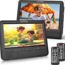 WONNIE 7.5 Inch Car DVD Player, Portable DVD Player for Car Play the Same or Two Different Movies with Headrest Straps, Support Last Memory, AV Out/in, USB/SD, All Regions
