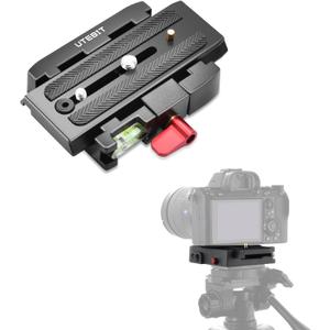 UTEBIT P200 Quick Release Plate - Aluminum Alloy Camera Tripod Base Plate with 1/4" and 3/8" Screw Hole Compatible with Sony A6400 Manfrotto Only