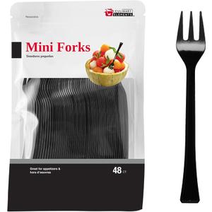 Jacent 48 Count Black Mini Appetizer Forks, 1-Pack