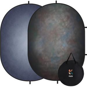 Kate 5x6.5ft(1.5x2m) Dark Grey Collapsible Backdrop Texture Folding Double Sided Pop up Backdrops for Photoshoot, Home Video Conference