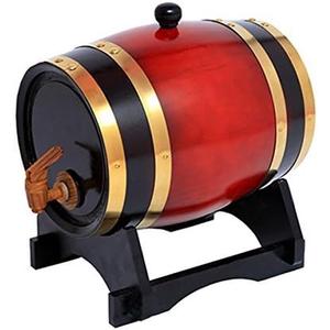 5L Whiskey Barrel Dispenser Oak Aging Barrels Home Whiskey Barrel Decanter for Wine, Spirits, Beer, and Liquor (Red Wine)