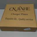 CN JIAHE 13inch Clear Acrylic Reef Gold Rim Charger Plates Set of 8 , for Dinner , Wedding , Party , Event Decoration.