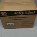 JOLLY CHEF Compostable  Compartment  *   Paper Plates [ ] Heavy Duty Small Natural Divided Eco-Friendly Biodegradable Food Trays for Party Lunch Dinner Christmas (11*8in-100pack, Brown)