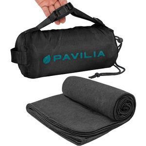 PAVILIA Travel Blanket Airplane Compact with Bag, Soft Packable Plane Blanket Kids Adults, Portable Camping Flight Essentials, Travelers Gifts Accessories, Luggage Backpack Strap, 65x40 Black