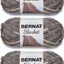 Bernat Blanket Yarn Super Bulky Soft Chenille Yarn, Silver Steel, 3-Pack