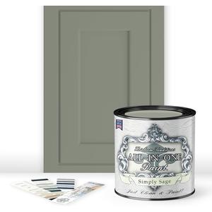 ALL-IN-ONE Paint By Heirloom Traditions, Simply Sage (Gray Green), Quart - Durable Cabinet And Furniture Paint, Built In Primer And Top Coat, No Sanding Needed, Includes Our 30 Featured Color Card, 32 Fl Oz, Pack Of 1
