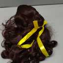 Brown Long Curly Wigs with Ponytail Cosplay Costume Wave Wig Yellow Ribbon Halloween Cosplay + Cap