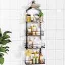 ODesign 4 Tier Height-Adjustable Shower Caddy Hanging Anti-Swing-Over The Shower Head Caddy-Sho wer Storage Organizer Bathroom Shelves Basket Caddies-Black