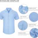 Mens Cotton Linen Short Sleeve Shirts Cuban Camp Button Down Beach Vacation Tops with Pocket (L)