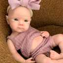 Reborn Baby Dolls Silicone Full Body 13 Inch Bettie Full Silicone Baby Doll Anatomically Correct that Realistic Soft Silicone Doll with Dark Pink Bow Dress