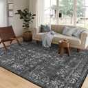 Lahome Area Rugs 9x12 Living Room Soft Large Rugs for Bedroom, Boho Black Dining Room Rug, Distressed Non Slip Low Pile Carpet for Indoor Home Office(9'x12', Black/Grey) (9ft x 12ft)
