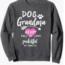 Funny Best Dog Grandma Nana Puppy Dog Lovers Paw Print Sweatshirt, Dark Gray, L