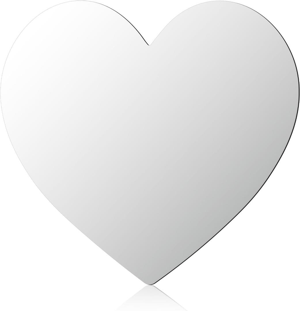 DARENYI 1PCS Frameless Acrylic Wall Mirror Tile 9.44 x 8.46 inches Decorative Heart Shaped Mirror Wall Mounted with Adhesive Tapes for Bedroom, Living Room, Entryway, Hallway, Vanity, Home Decor