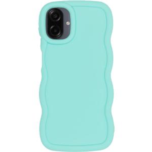 Slim Fit Case for Samsung Galaxy A07, Wave Frame, Cute Soft TPU Thin Protective Phone Cover for Women, Light Cyan (Mint)