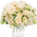 MARTINE MALL 8 Packs Peonies Artificial Flowers, Champagne Artificial Peonies, Silk Peonies Flowers Fake Peonies Artificial Flowers Peonies Bouquet for Centerpiece Table Wedding Party Home Decor