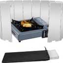 Stove Windscreen, 16 Plates Aluminum Stove Windshield with Drawstring Bag, for Camping, Butane Stoves