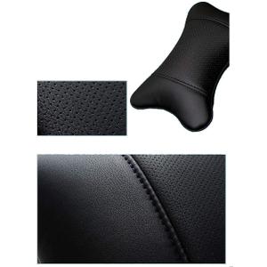 Car Neck Pillows Both Side Pu Leather 2pieces Pack Headrest Fit for Most Cars Filled Fiber Universal Car Pillow (Black)